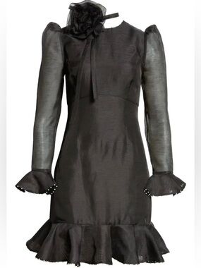 Zimmermann Crush Flower Long Sleeve Linen & Silk Dress
